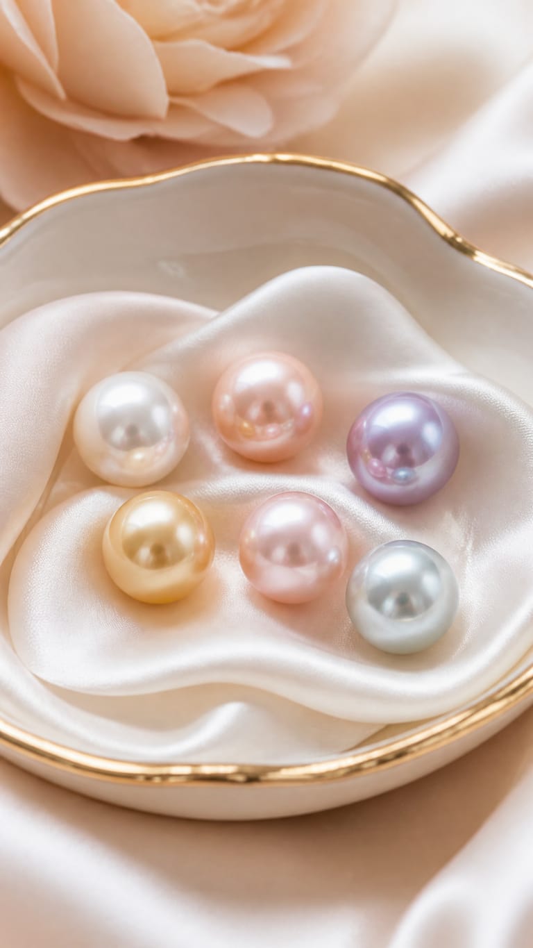 Loose pearls in soft blush, peach, lavender, blue and champagne tones